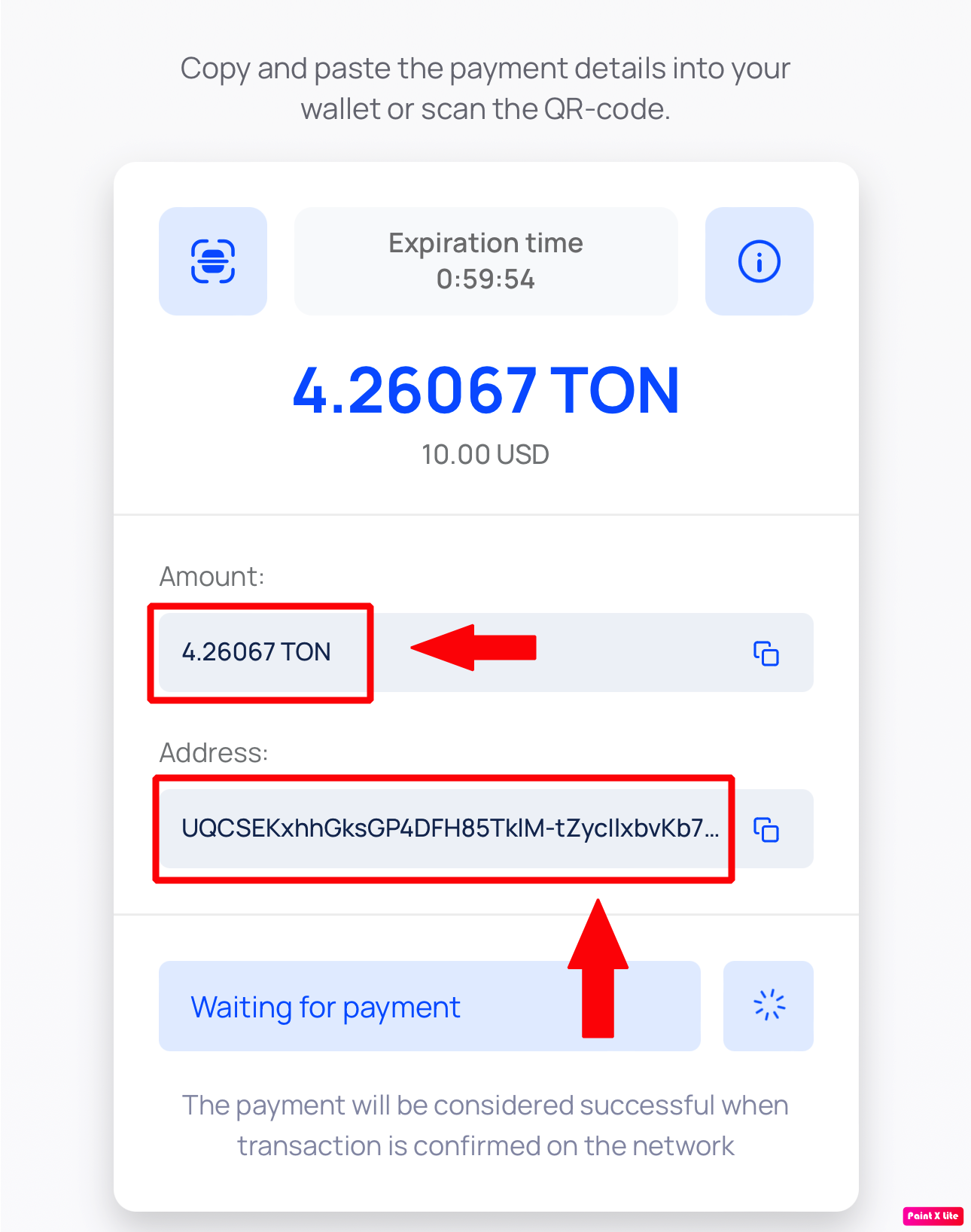 Payment bank card by Telegram messanger